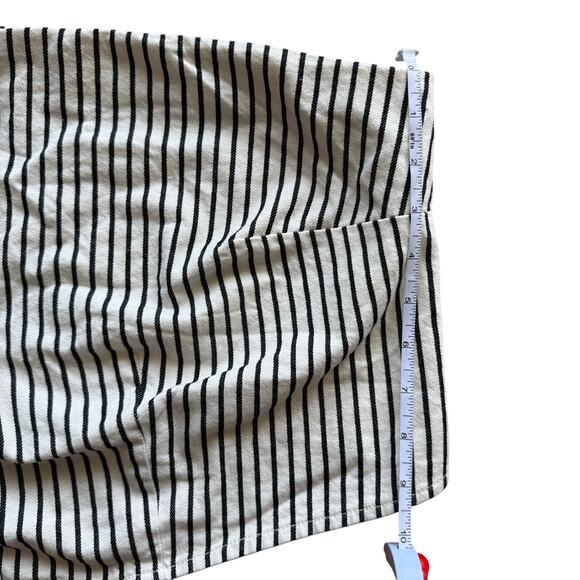 Future Collective Striped One Shoulder Denim Cropped Top Black White Sz XL - Picture 6 of 10